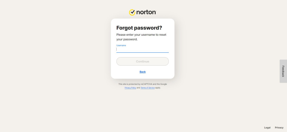 Resetting password for Norton Family login